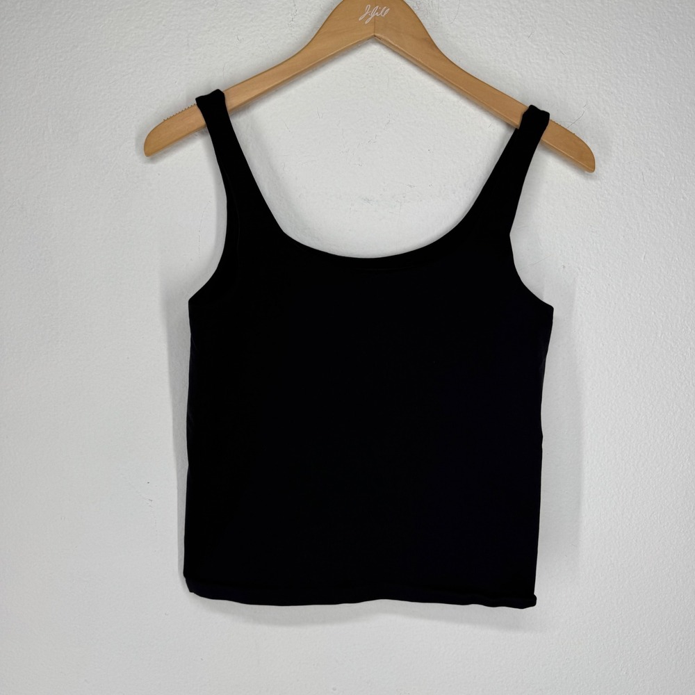 Avec Les Filles Black Scoop Neck Tank Top Built-in Shelf Bra Size S M Capsule